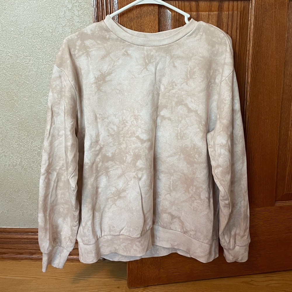 Tan, Tie Dye Crewneck Sweatshirt